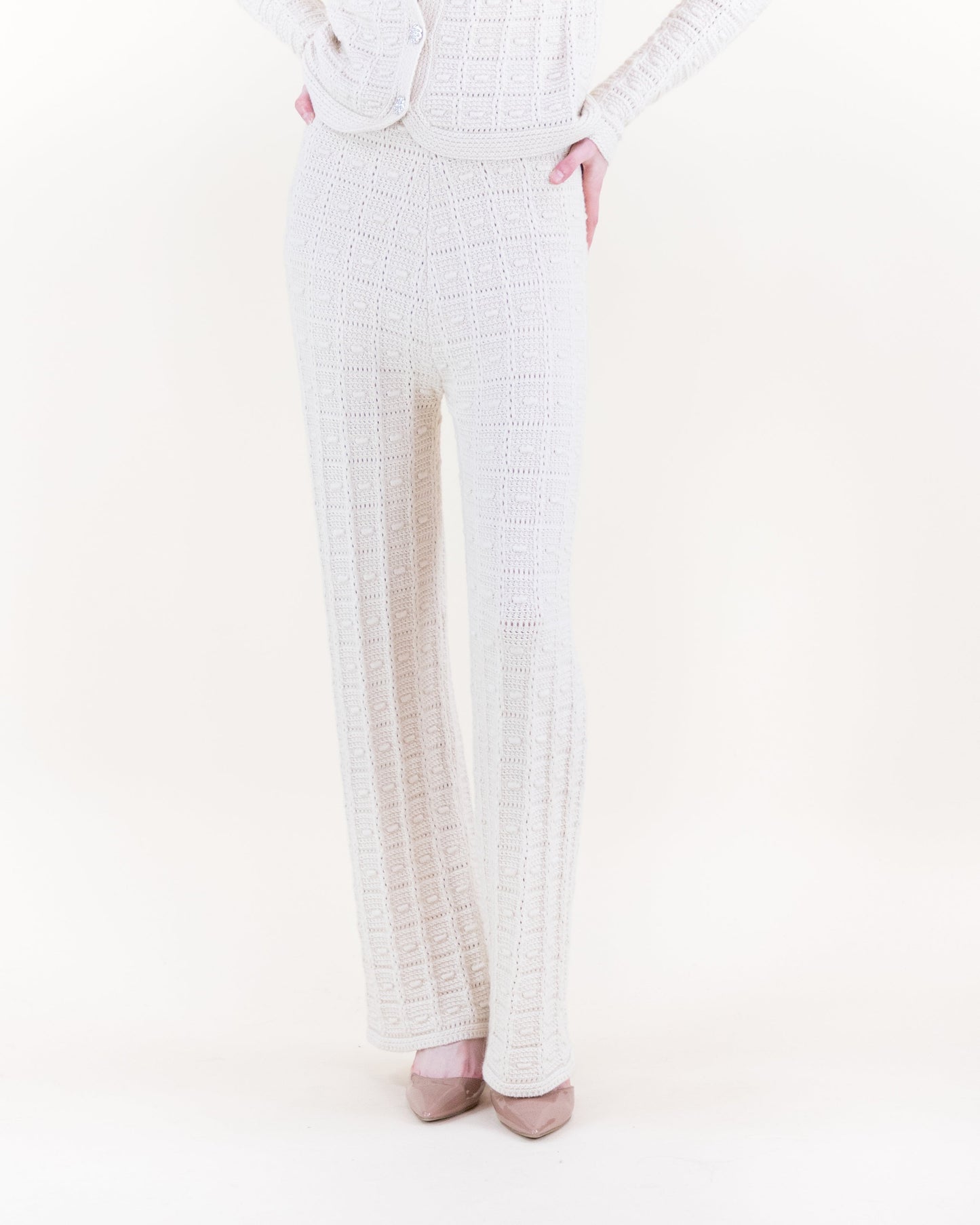 Andalusian Stitch Wide Leg Knitted Pants - S/M, L/XL