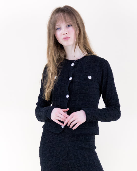 Andalusian Stitch Patch Pockets Boxy Cardigan