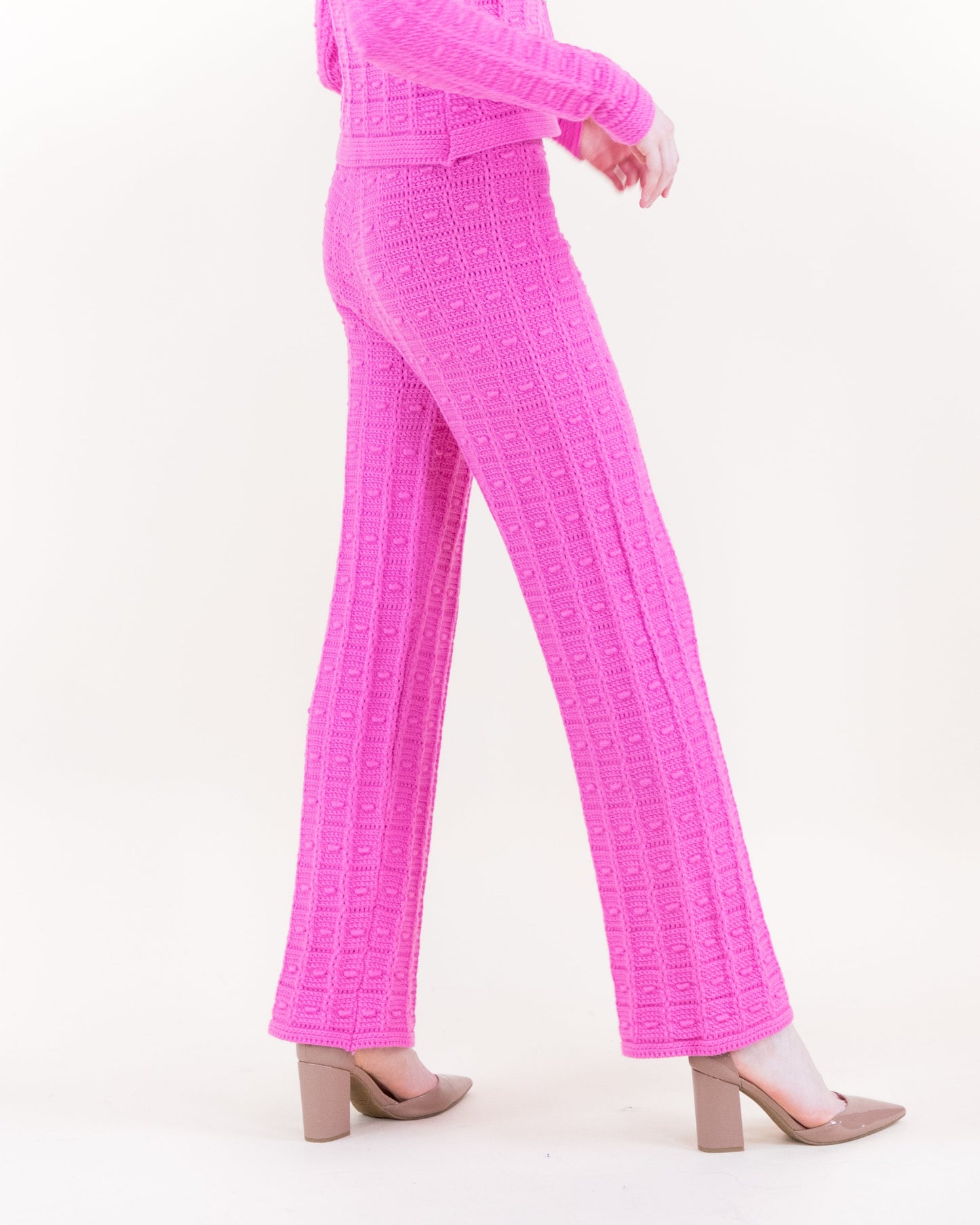 Andalusian Stitch Wide Leg Knitted Pants - S/M, L/XL