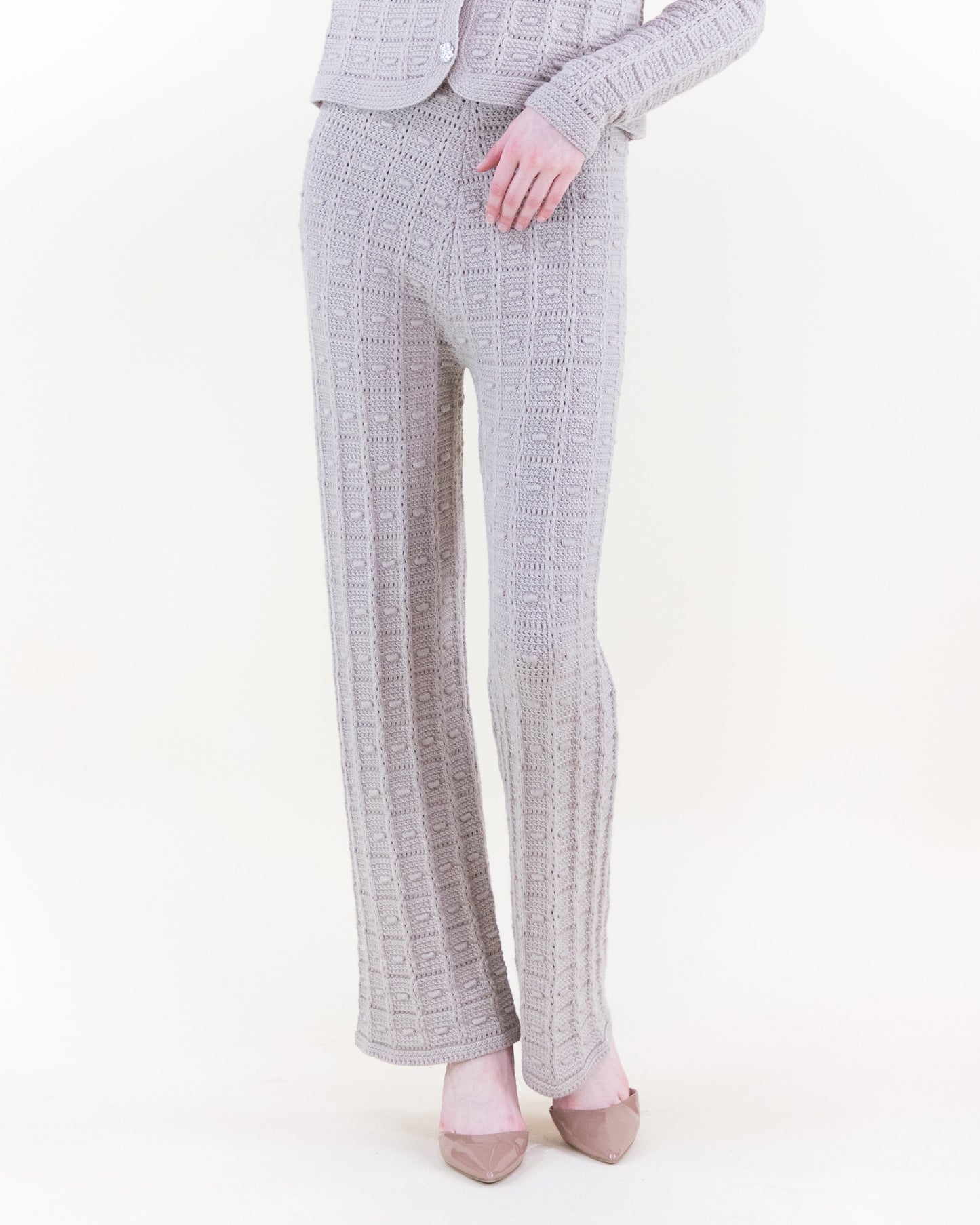Andalusian Stitch Wide Leg Knitted Pants - S/M, L/XL