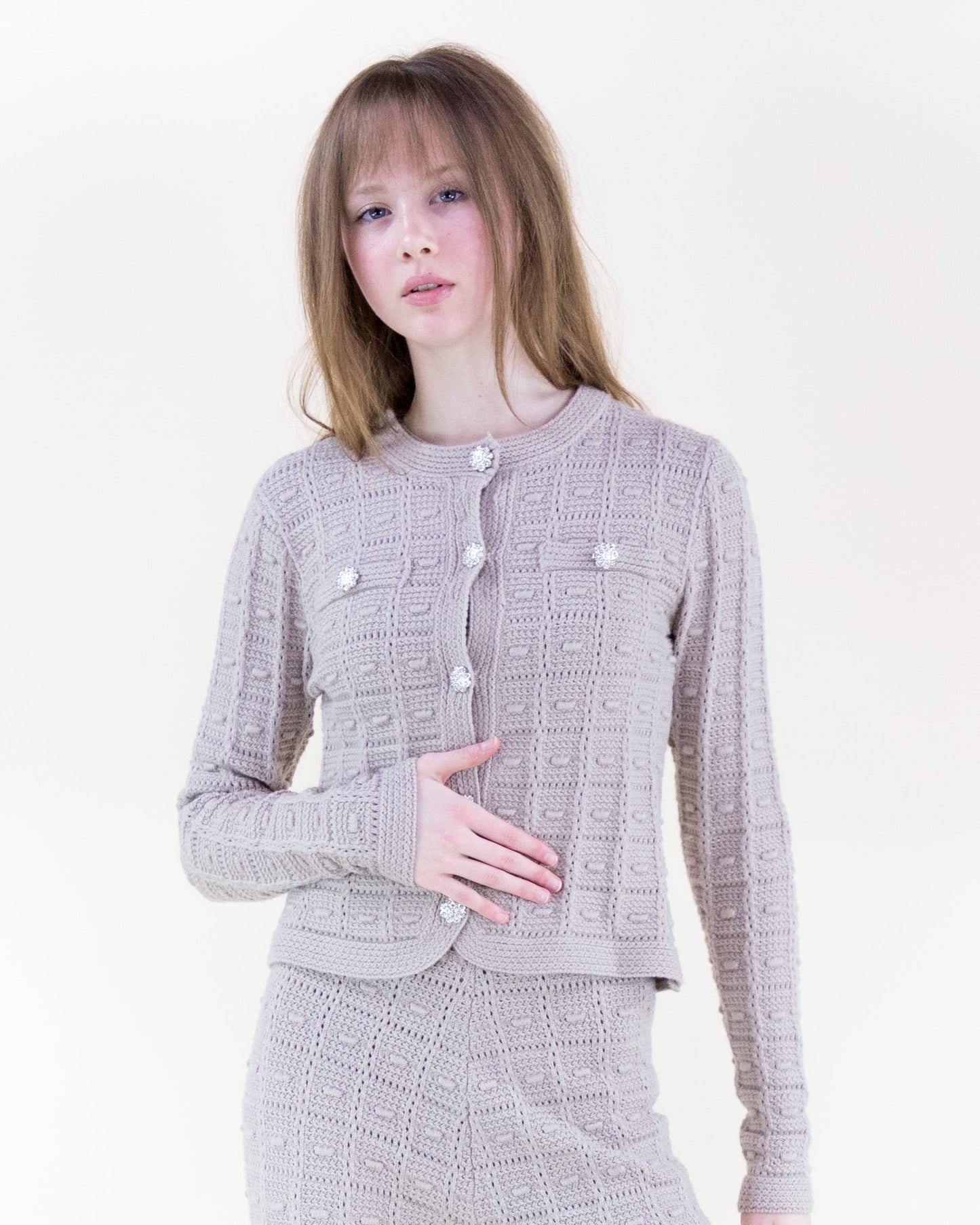 Andalusian Stitch Patch Pockets Boxy Cardigan