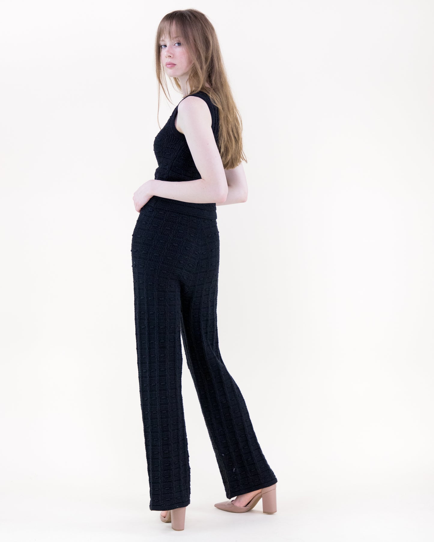 Andalusian Stitch Round Neck Sleeveless Top