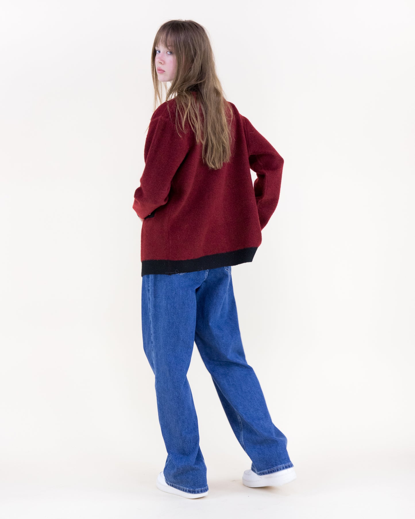 Color Blocked Four Patch Pocket Boxy Cardigan