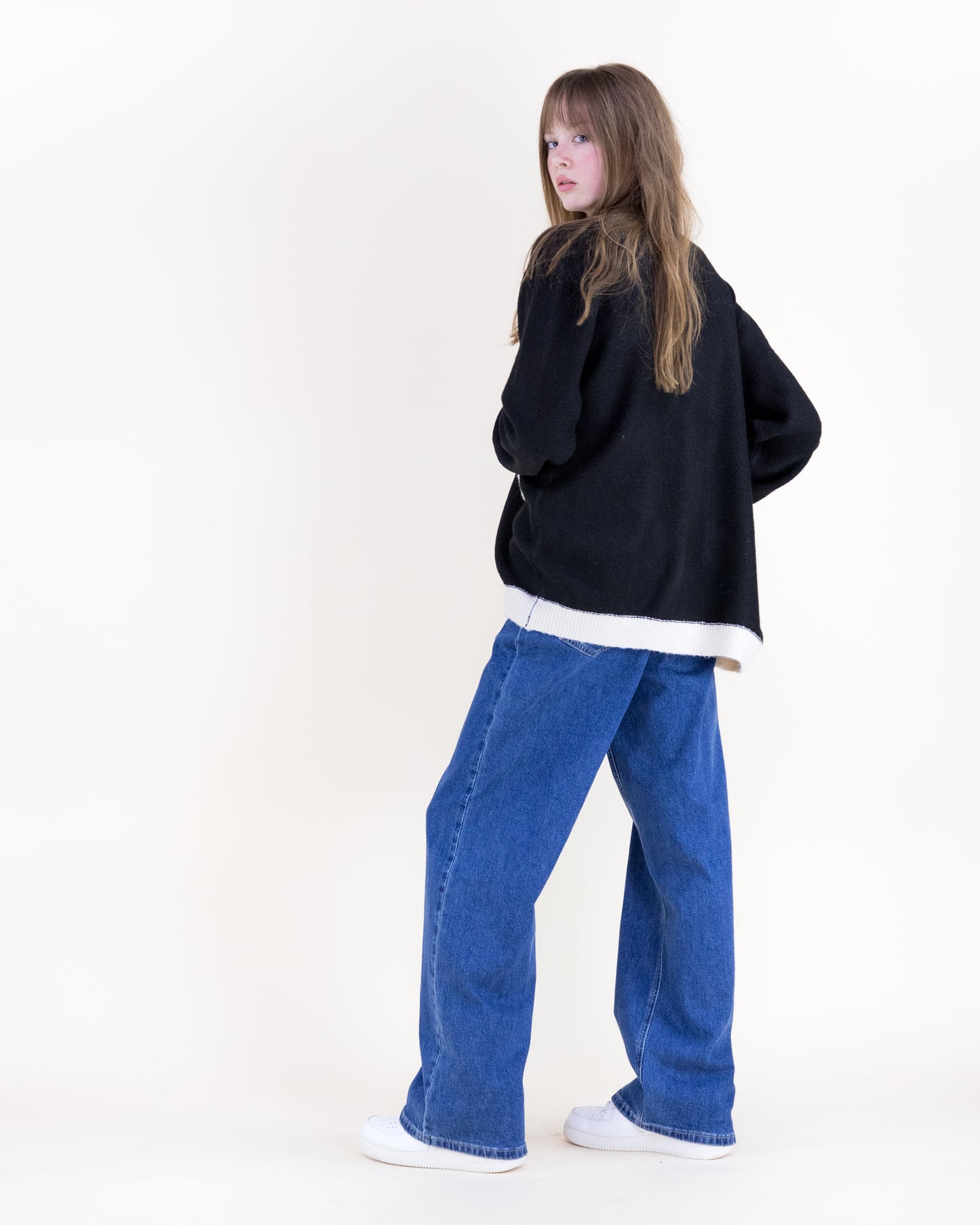 Color Blocked Four Patch Pocket Boxy Cardigan