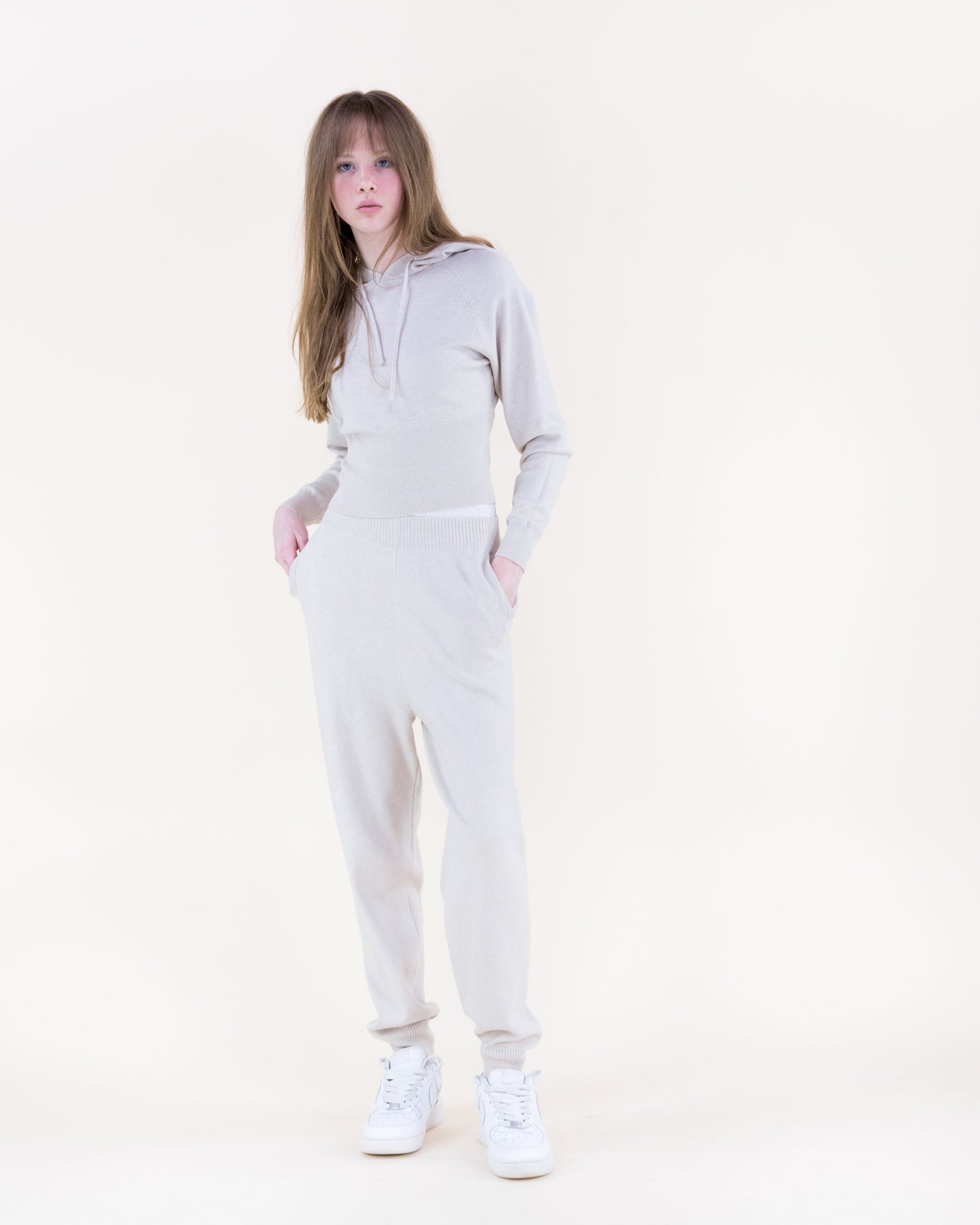 Soft Ribbed Waist Fitted Hoodie