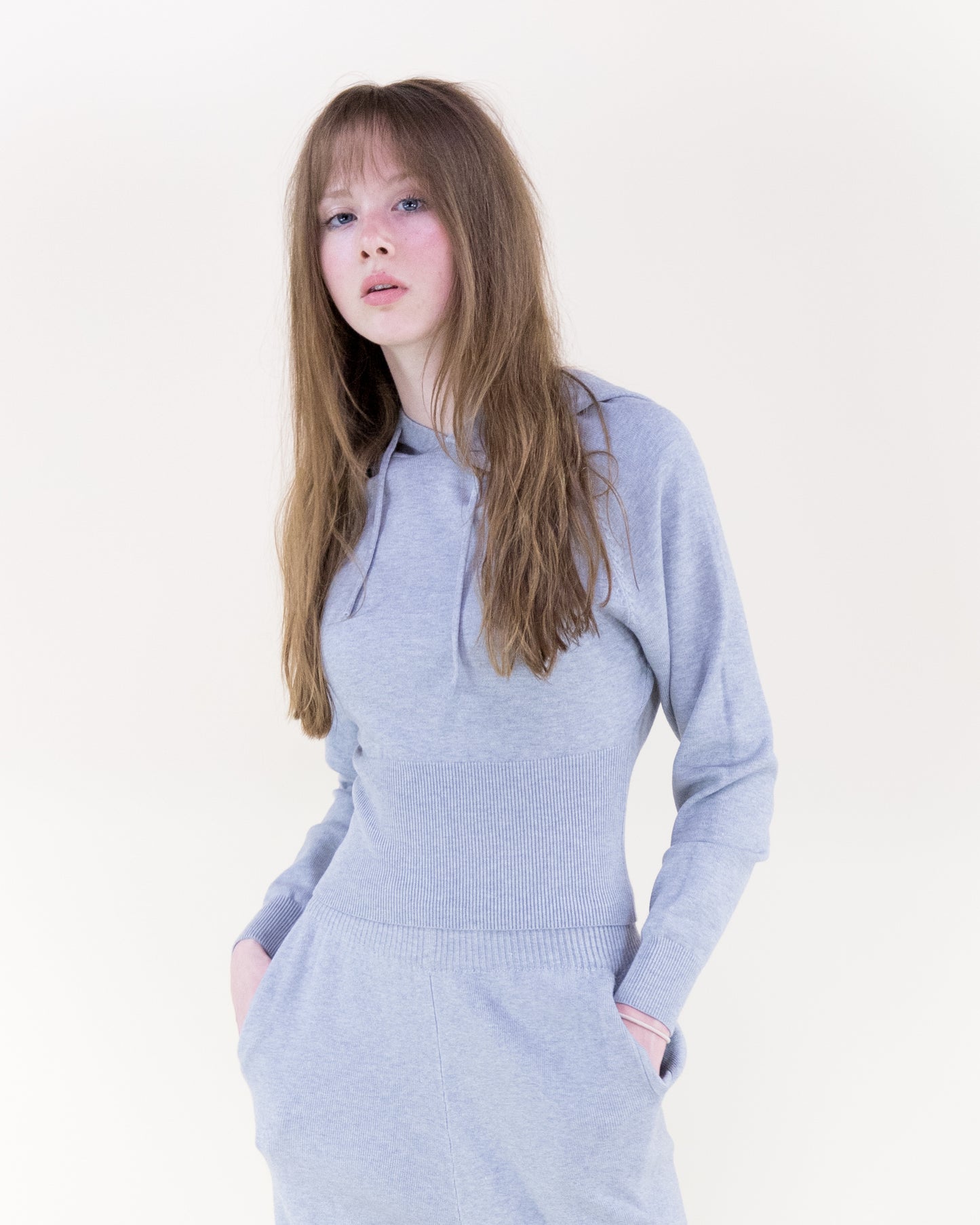 Soft Ribbed Waist Fitted Hoodie