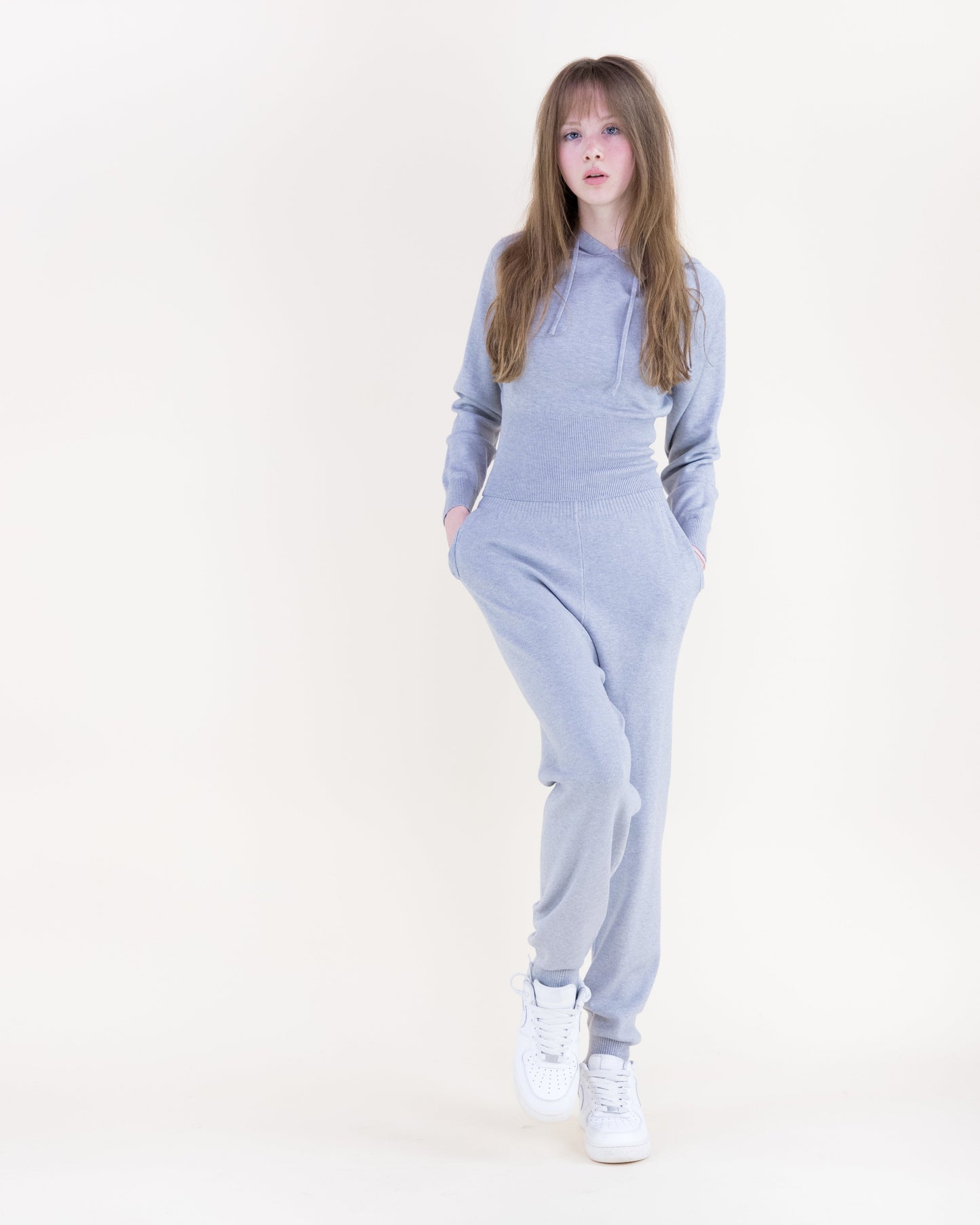 Soft Ribbed Waist Fitted Hoodie