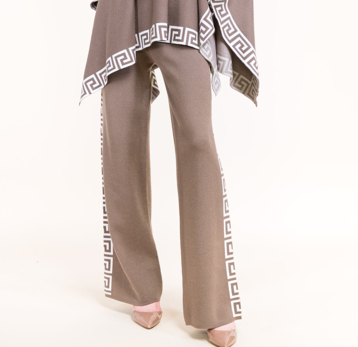 Greek Key Border High Waisted Wide Leg Pants