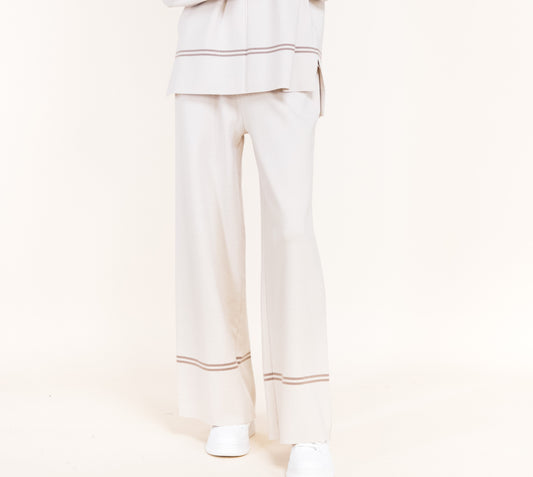 Tonal Lines Wide Leg Pants
