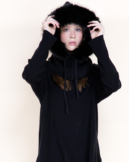 Belle 2-in-1 Vegan Fur Trim Hood Scarf