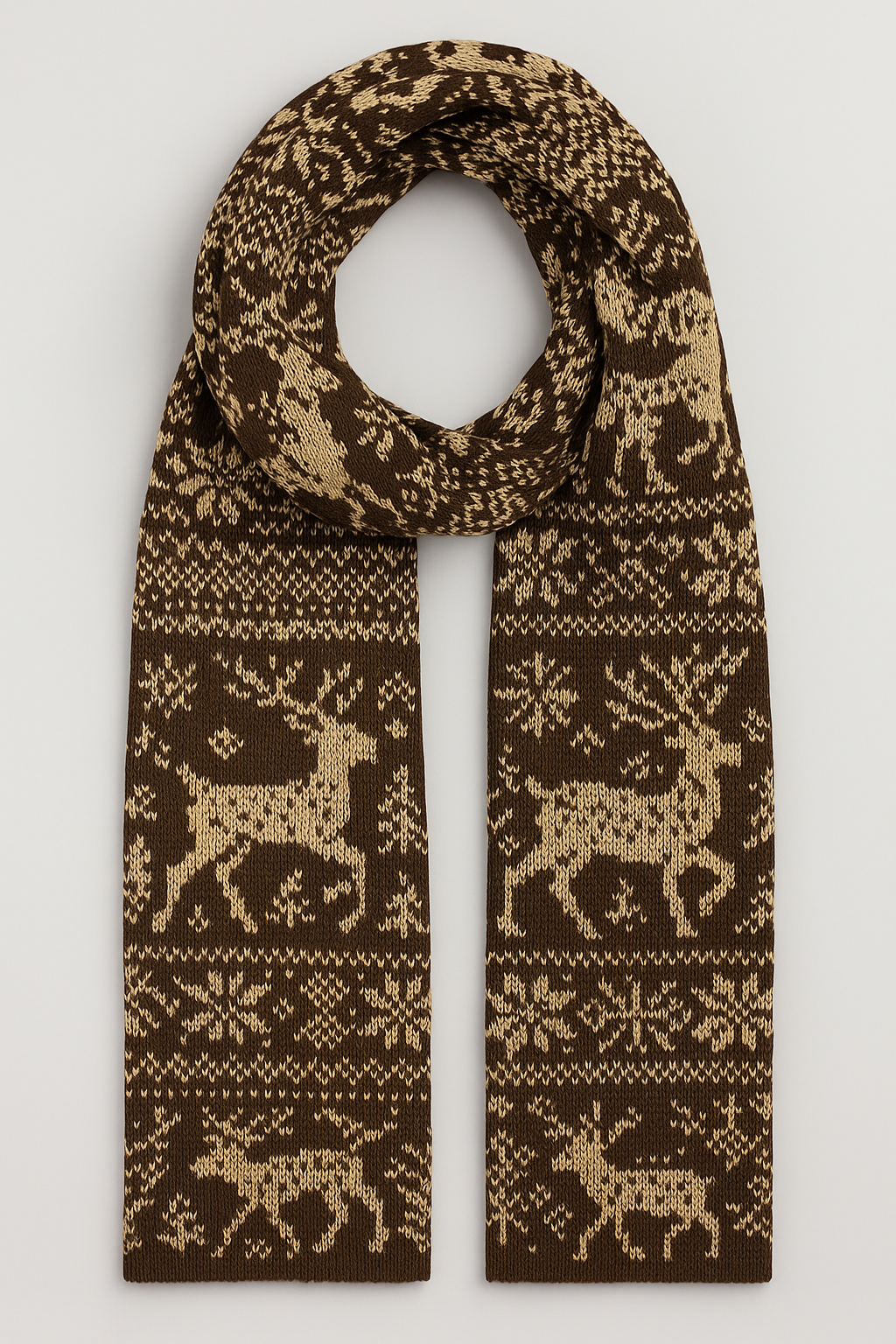 Nordic Reindeer Pattern Knit Scarf