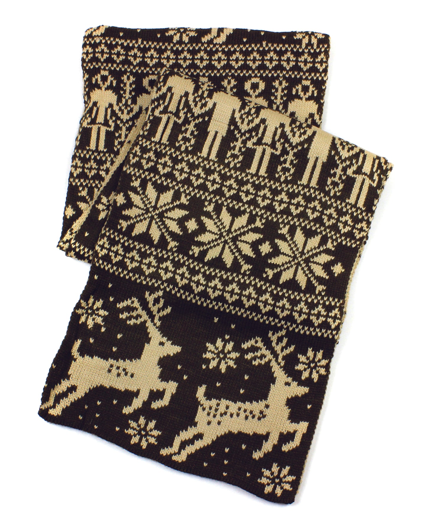 Nordic Reindeer Pattern Knit Scarf
