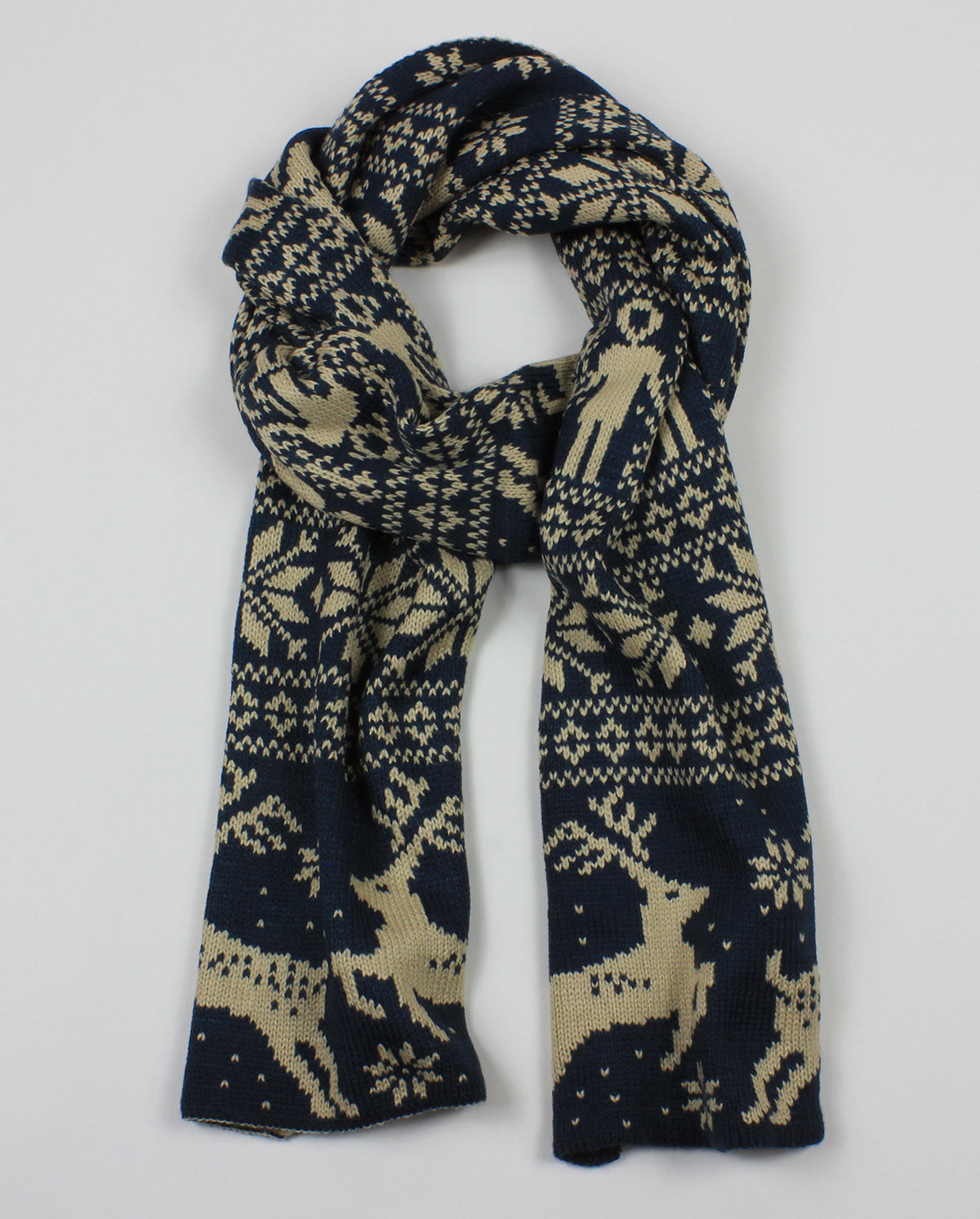 Nordic Reindeer Pattern Knit Scarf