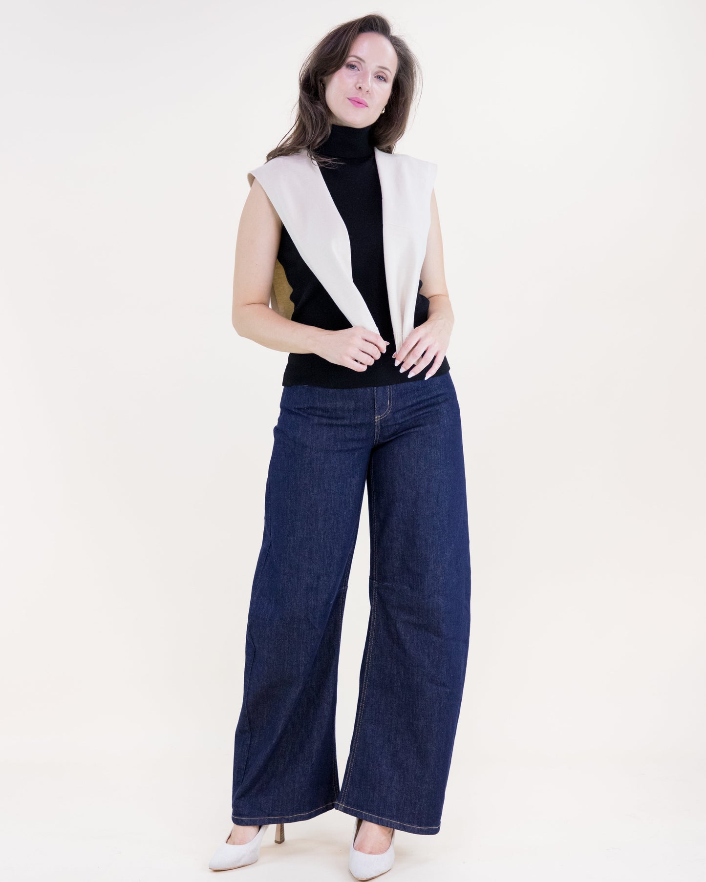 Solid Preppy Mock Sweater Wrap