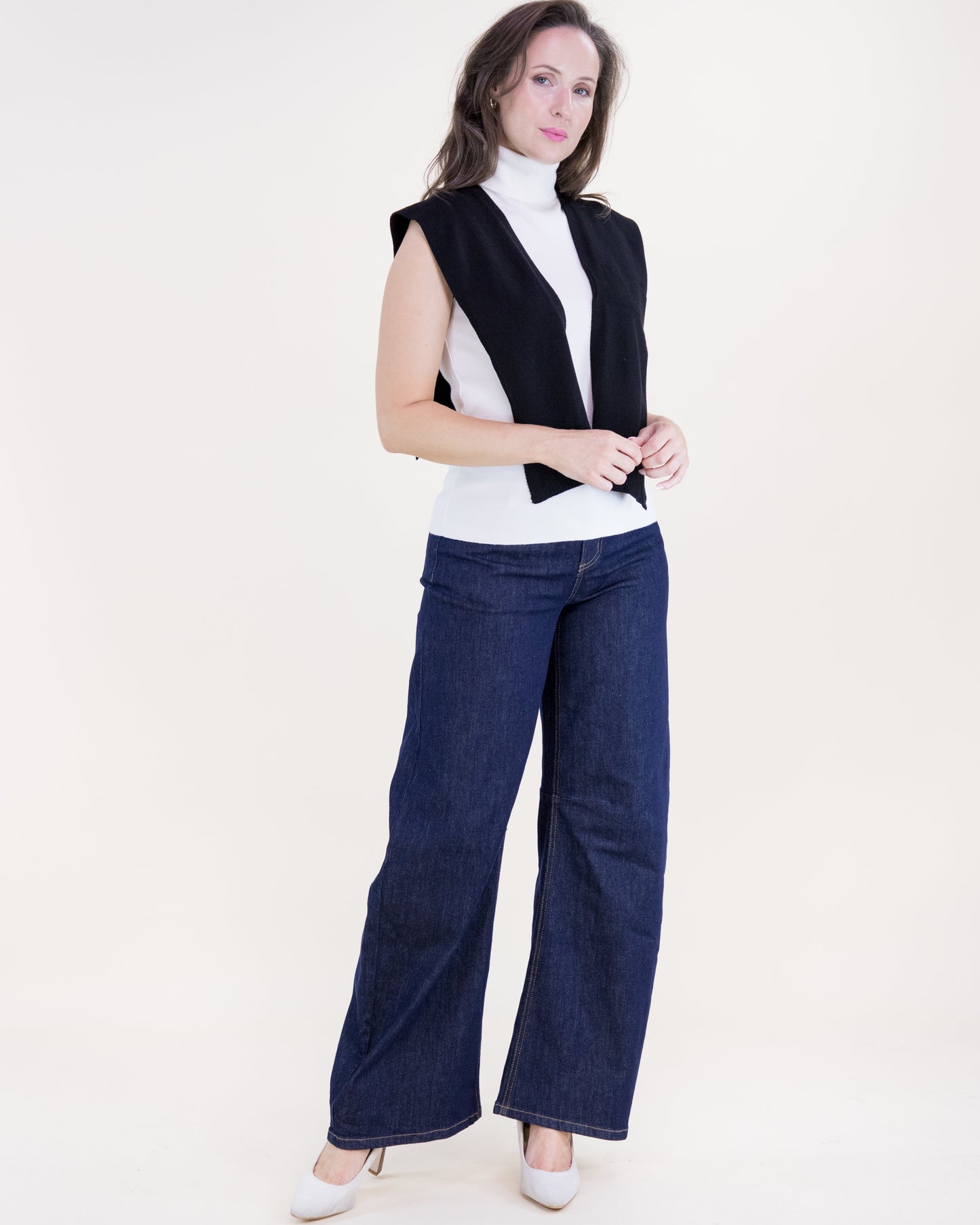 Solid Preppy Mock Sweater Wrap