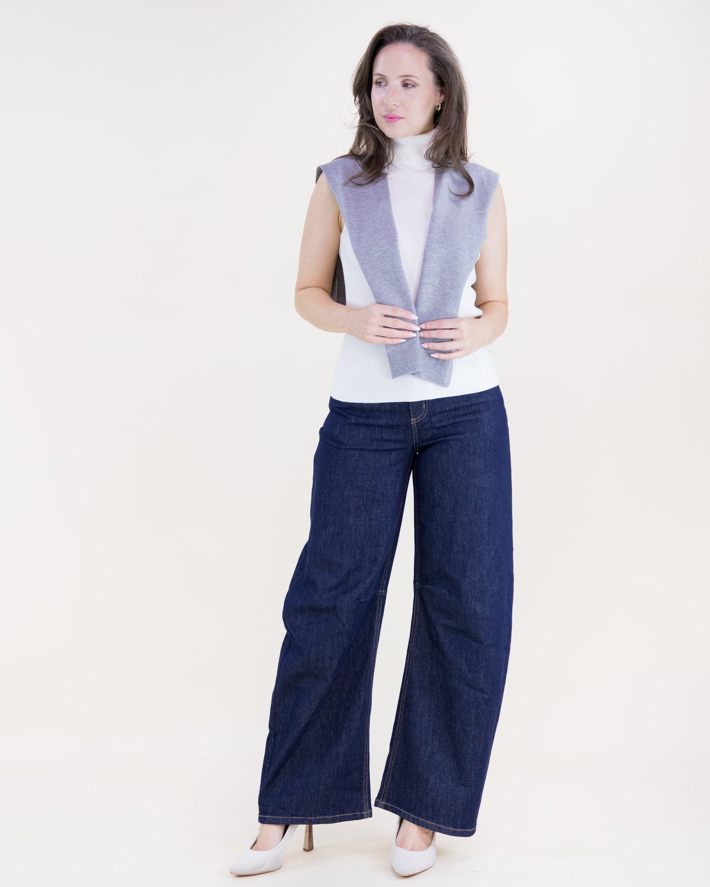 Solid Preppy Mock Sweater Wrap