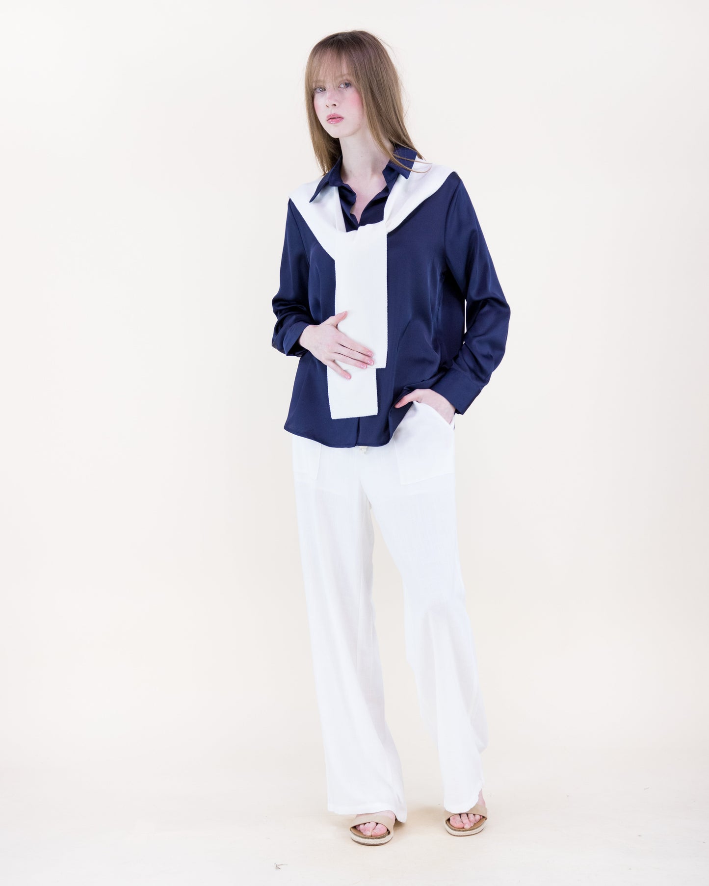 Solid Preppy Mock Sweater Wrap