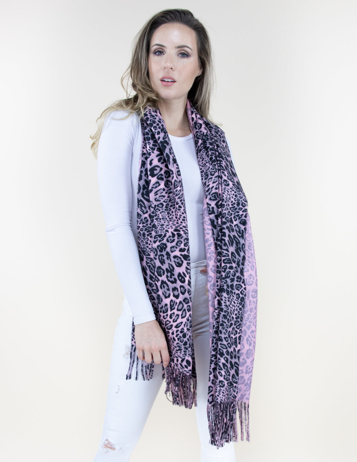 Leopard Print Double-sided Solid Scarf