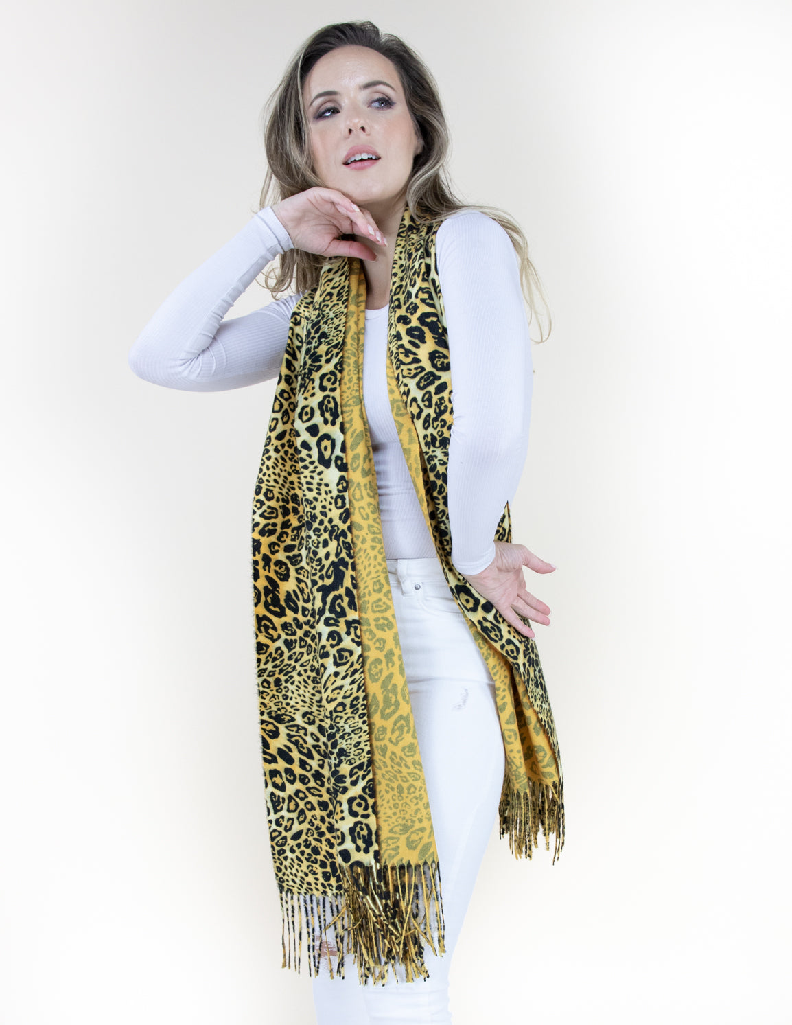Leopard Print Double-sided Solid Scarf