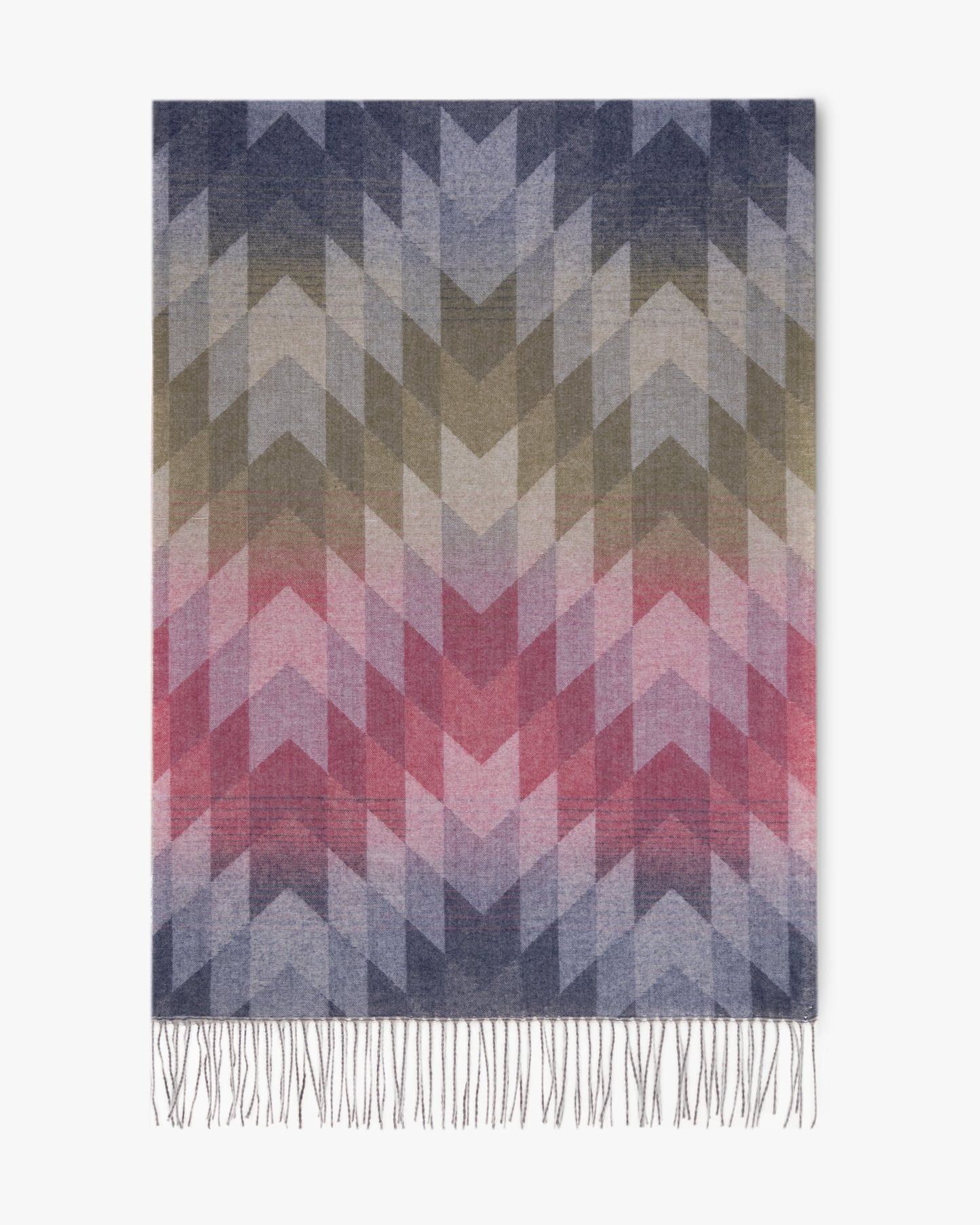 Gradient Chevron Scarf w/ Fringe