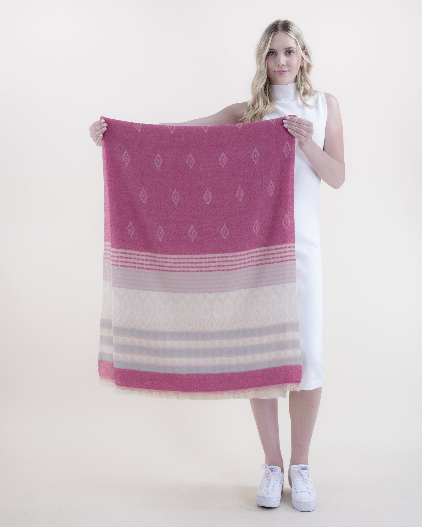 Native Diamond and Lines Pattern Scarf