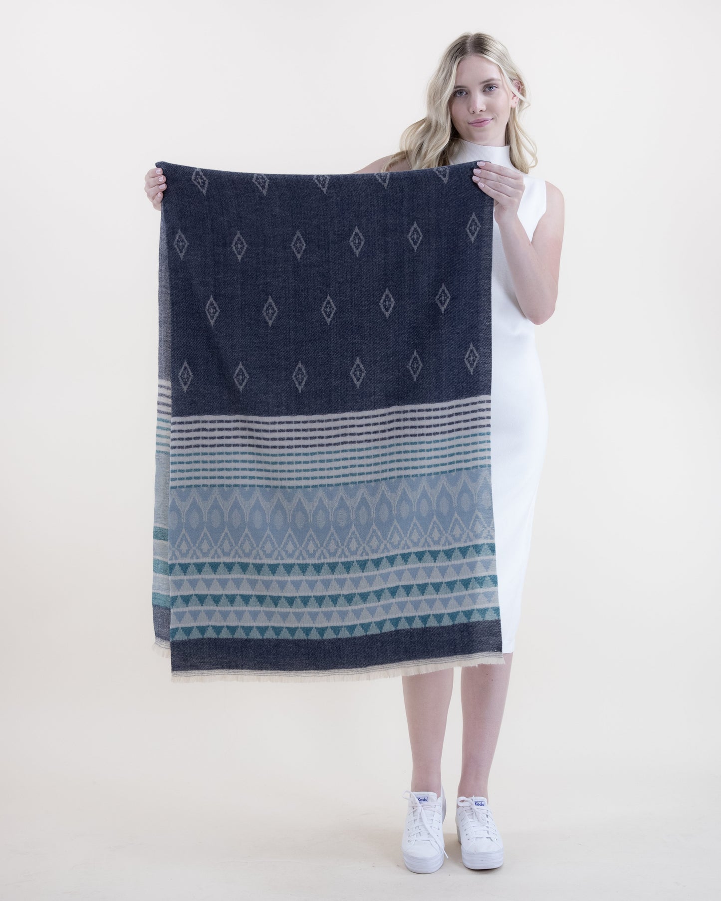 Native Diamond and Lines Pattern Scarf
