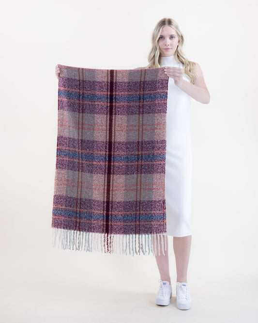 Multi Tone Herringbone Plaid Scarf w/ Fringe