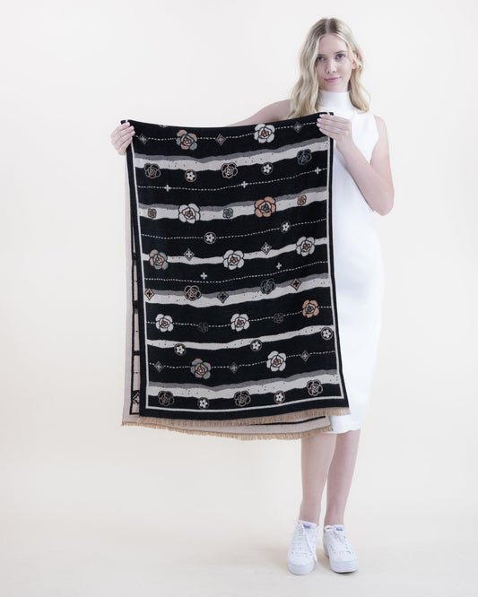 Lines and Roses w/ Metallic Thread Scarf