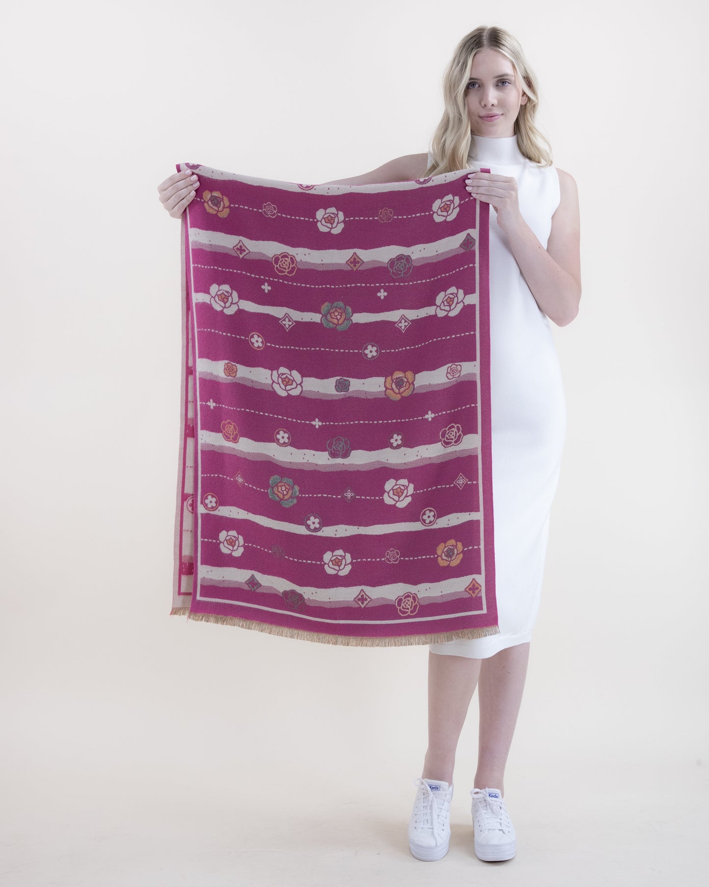 Lines and Roses w/ Metallic Thread Scarf