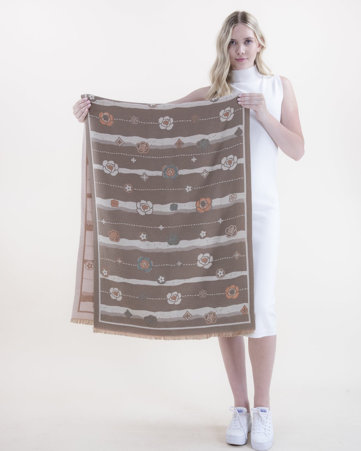 Lines and Roses w/ Metallic Thread Scarf