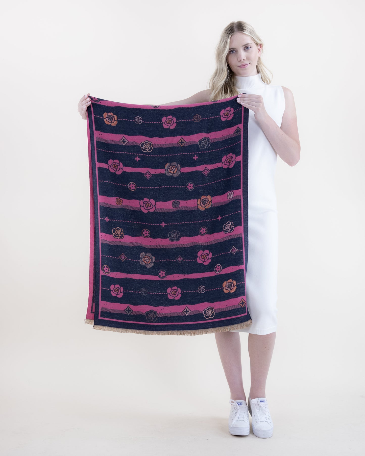 Lines and Roses w/ Metallic Thread Scarf