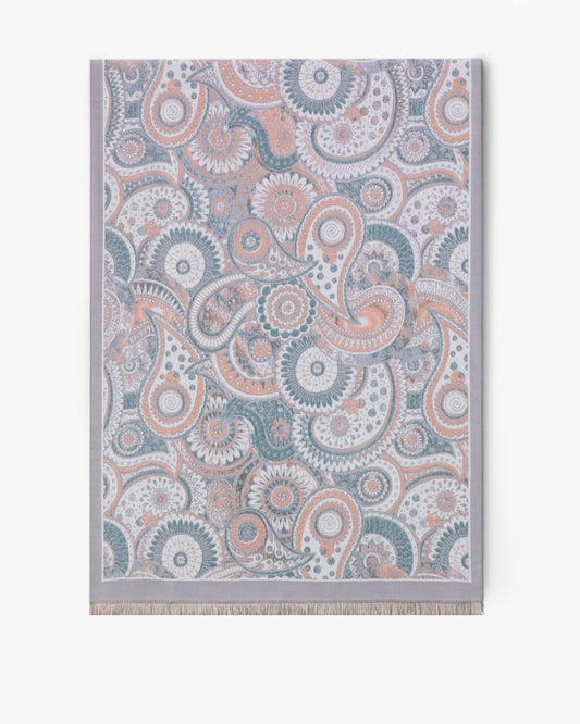 Paisley Overlap Solid Border Scarf