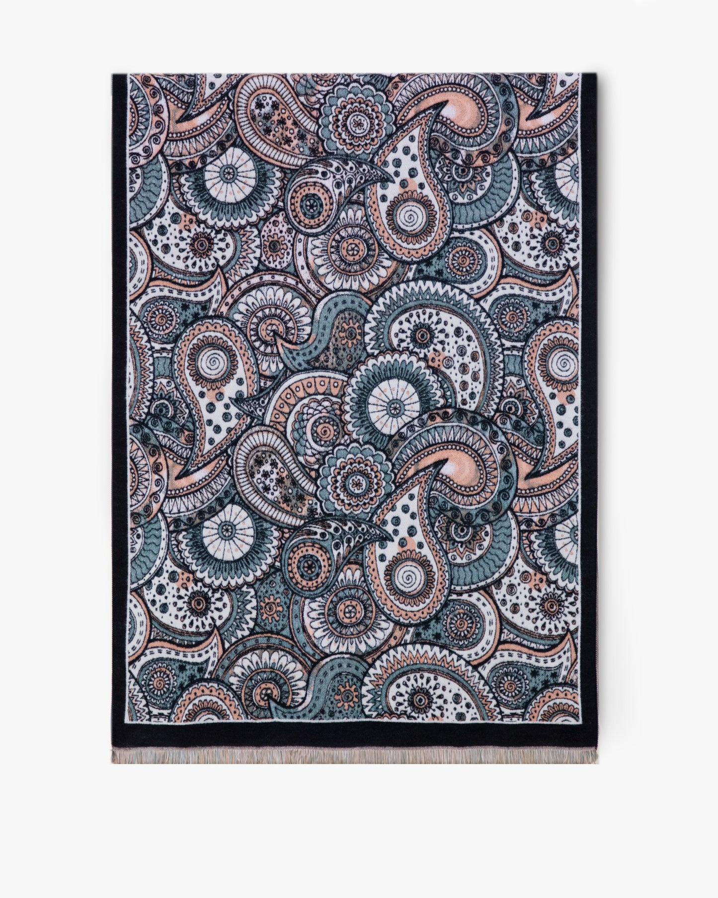 Paisley Overlap Solid Border Scarf
