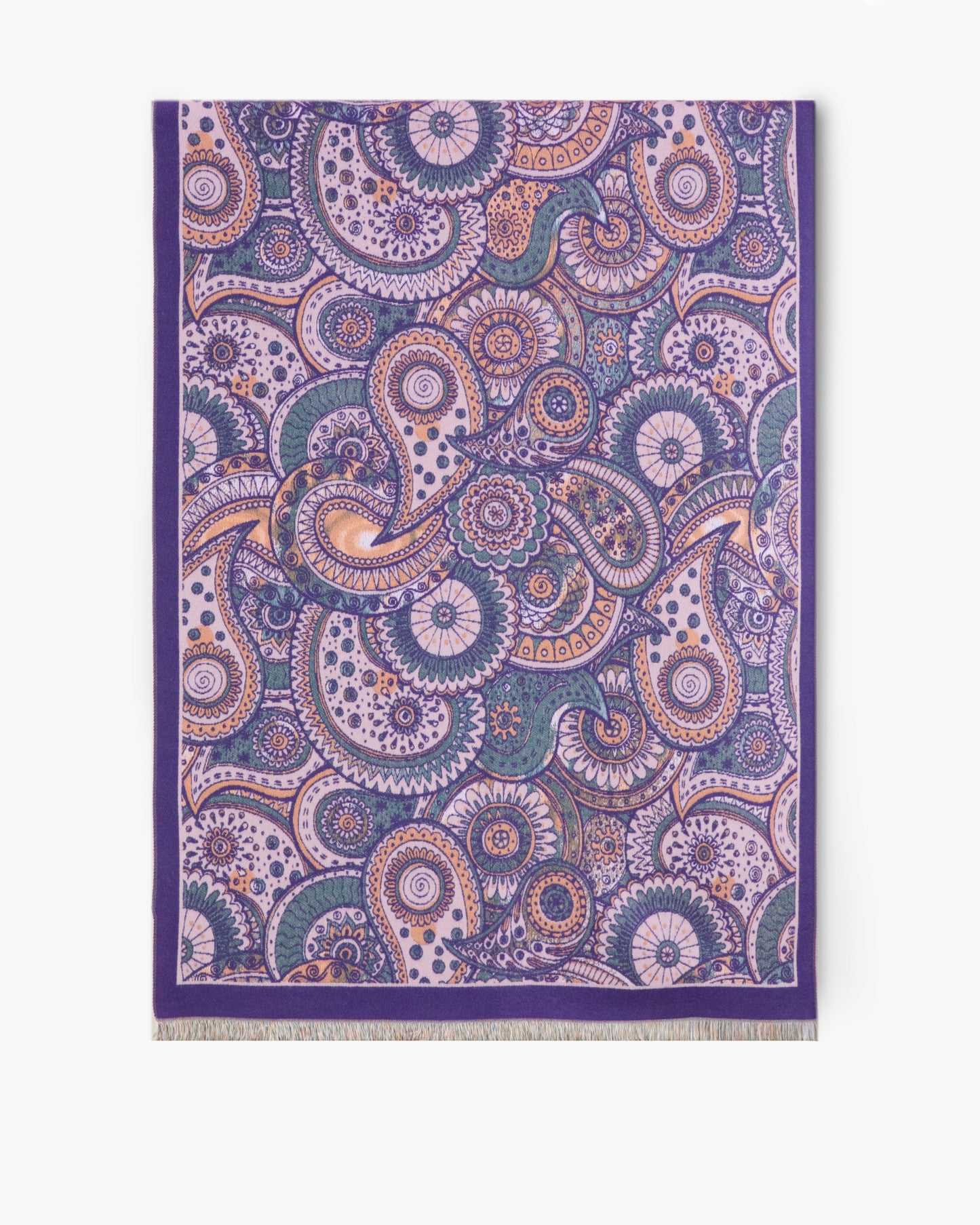 Paisley Overlap Solid Border Scarf