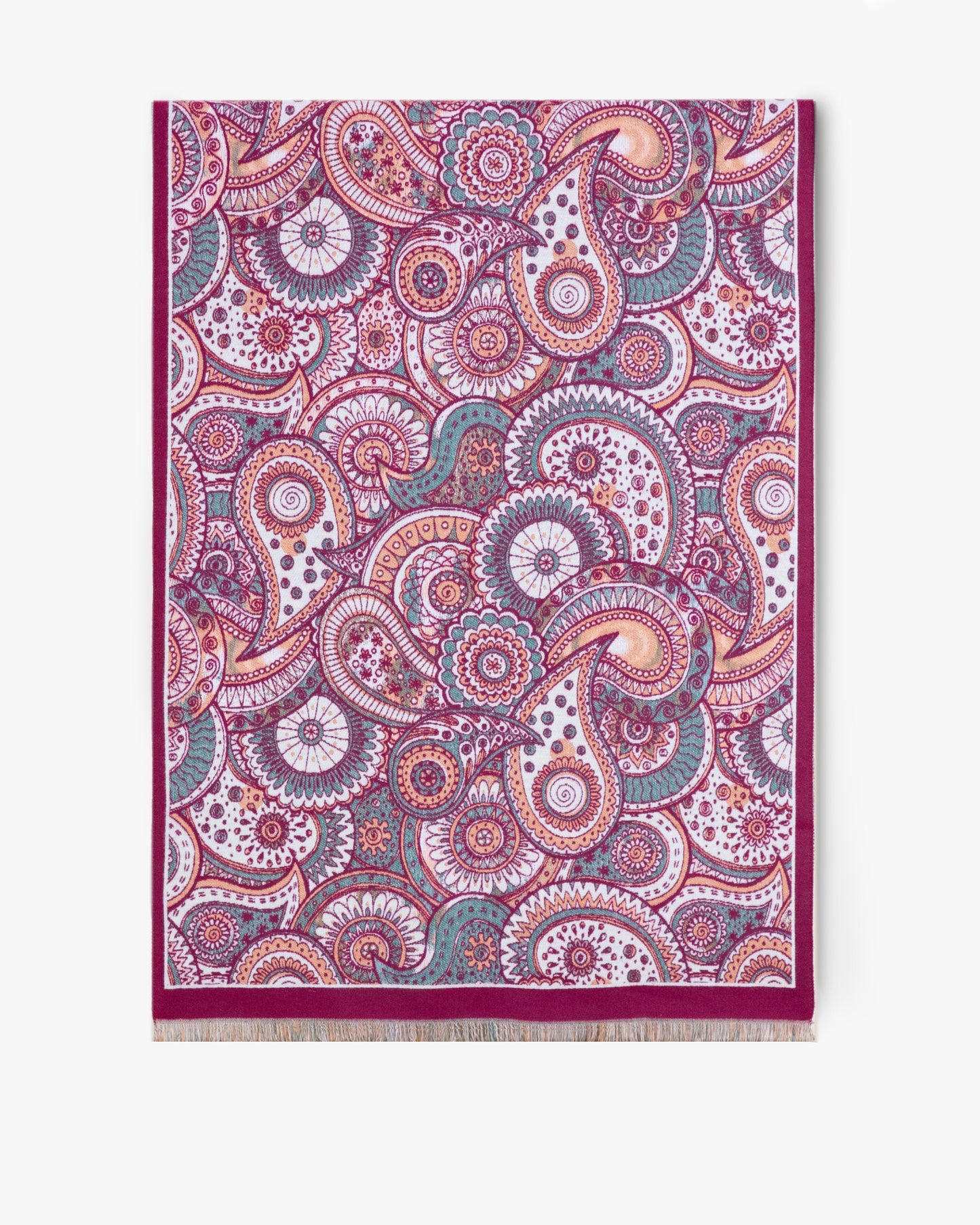 Paisley Overlap Solid Border Scarf