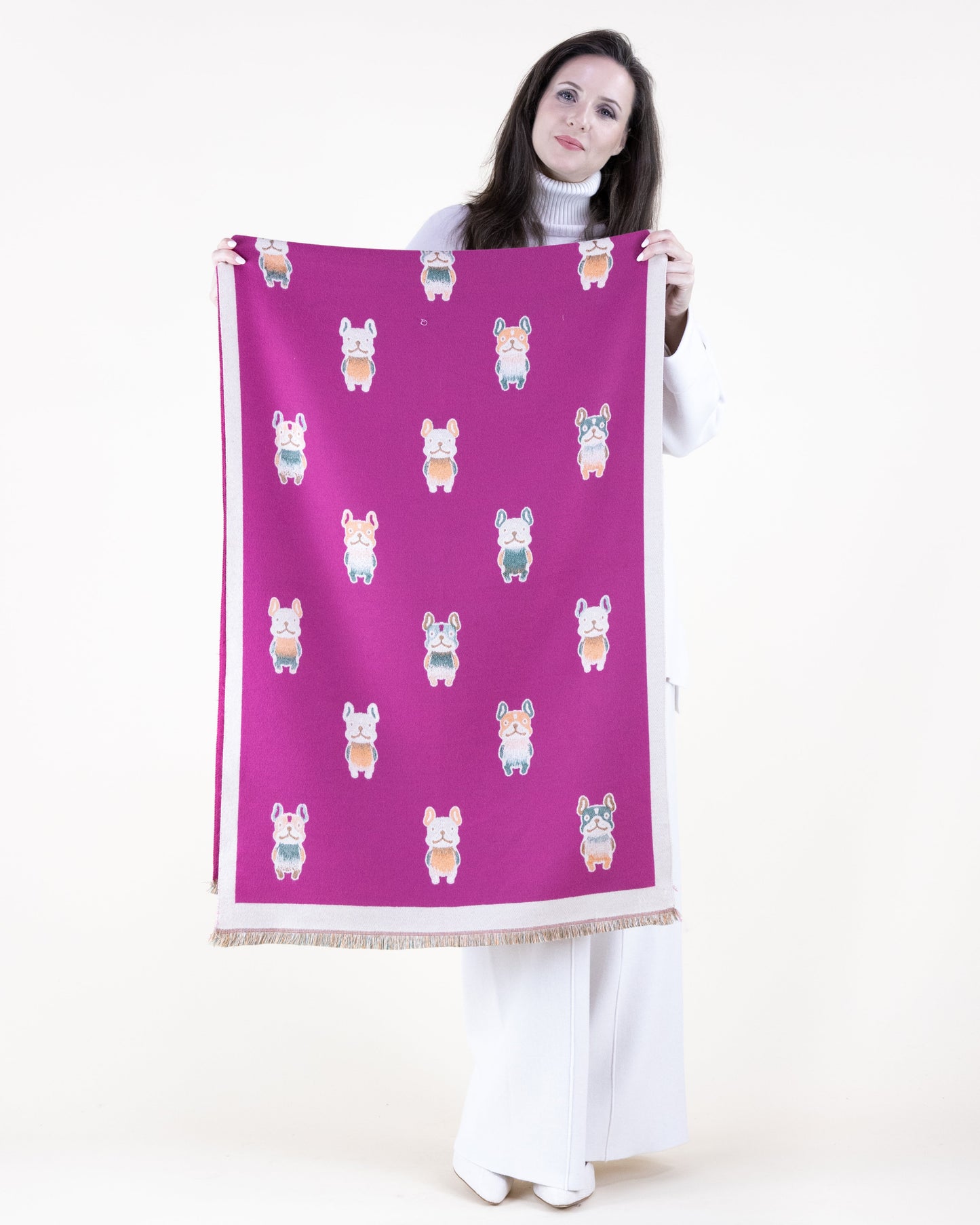 Classy Frenchy Pattern Scarf w/ Solid Border