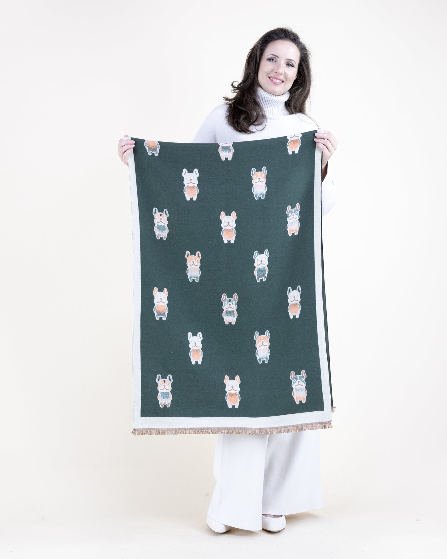 Classy Frenchy Pattern Scarf w/ Solid Border