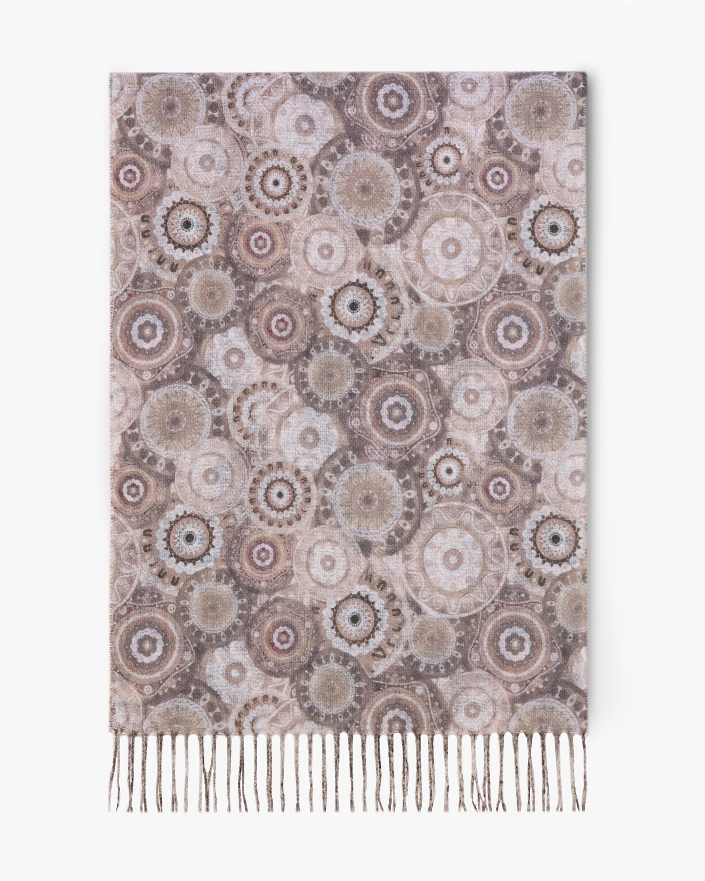 Ornate Circle Bunches Scarf w/ Fringe