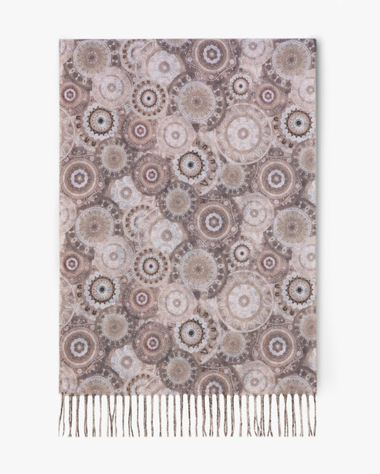 Ornate Circle Bunches Scarf w/ Fringe