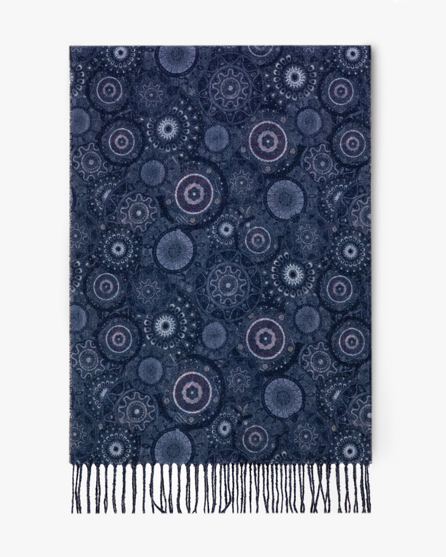 Ornate Circle Bunches Scarf w/ Fringe