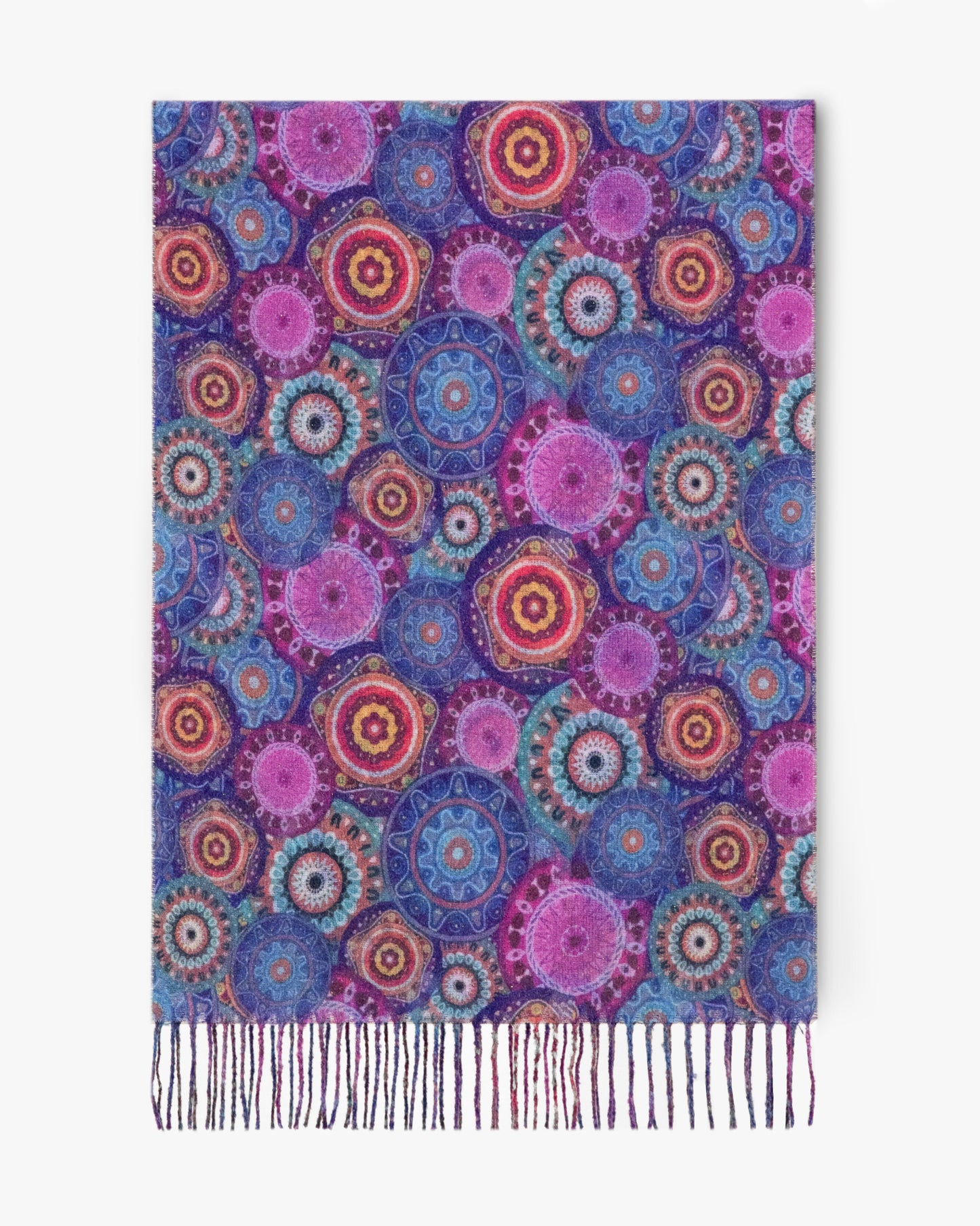 Ornate Circle Bunches Scarf w/ Fringe
