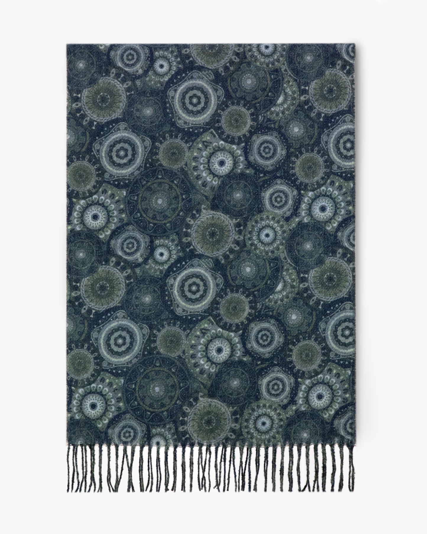 Ornate Circle Bunches Scarf w/ Fringe