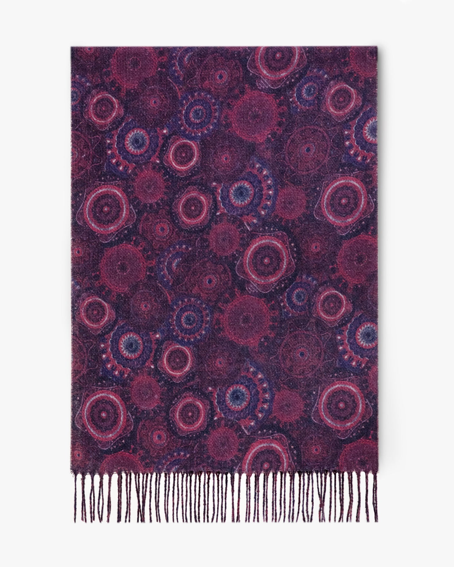 Ornate Circle Bunches Scarf w/ Fringe