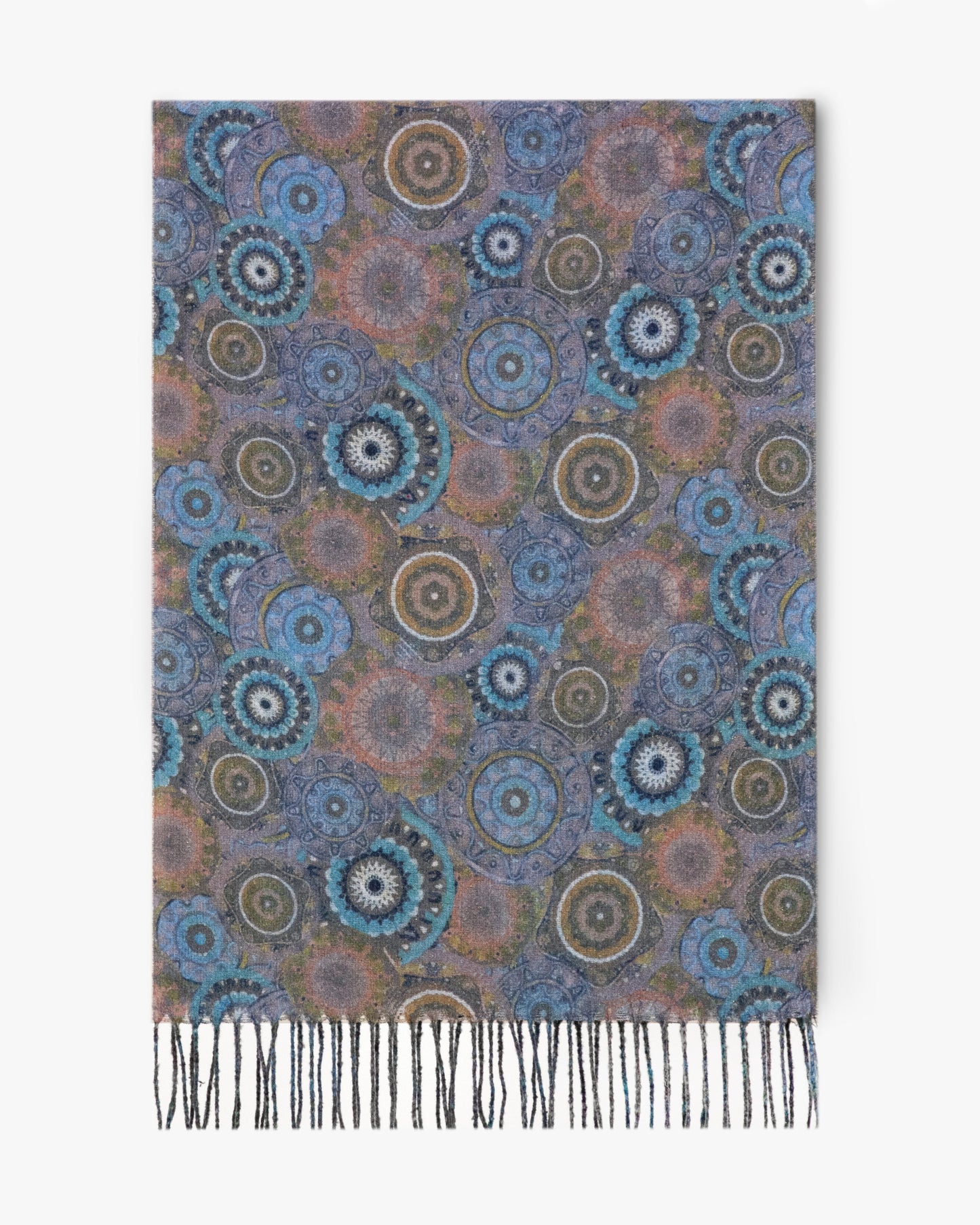 Ornate Circle Bunches Scarf w/ Fringe