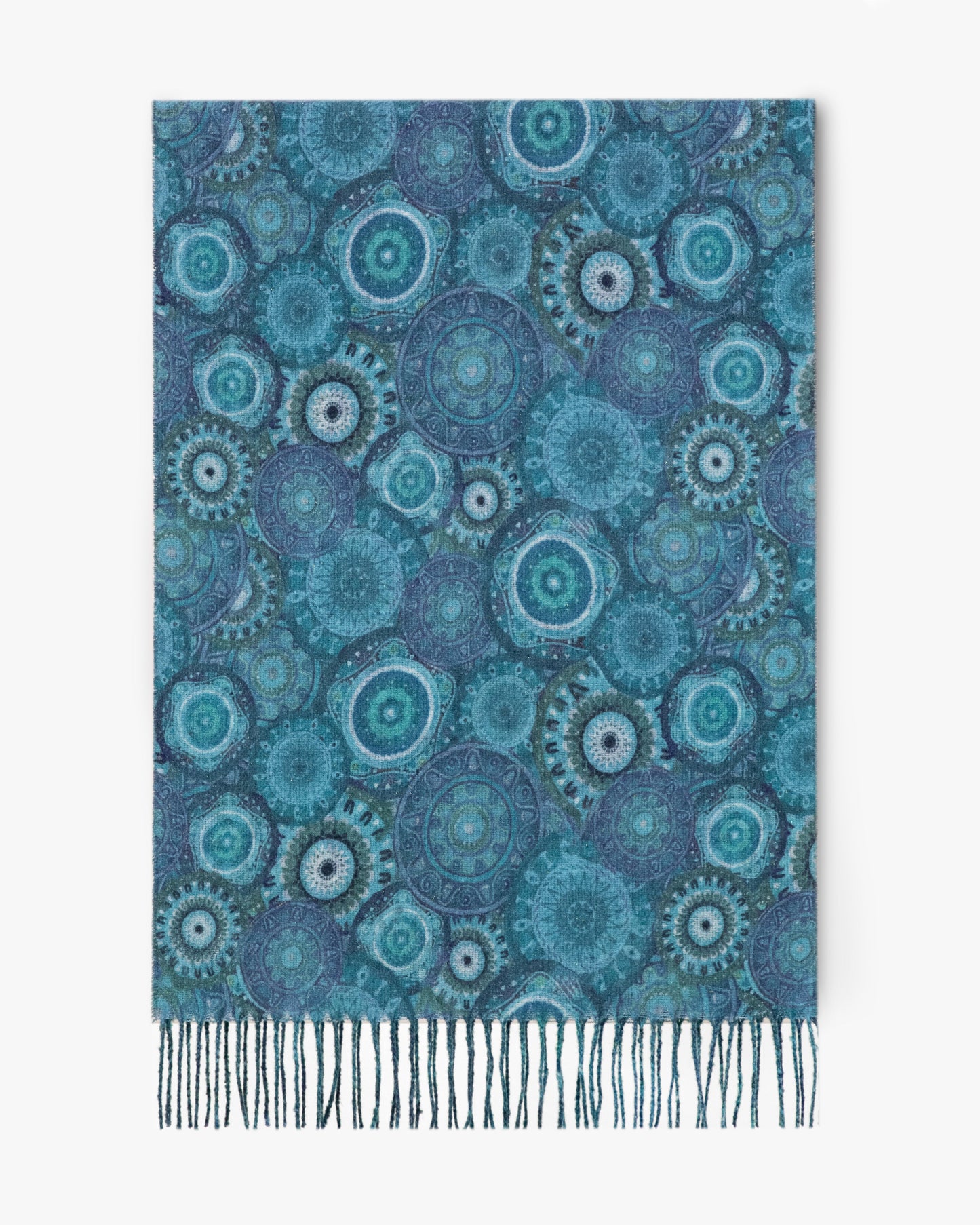 Ornate Circle Bunches Scarf w/ Fringe