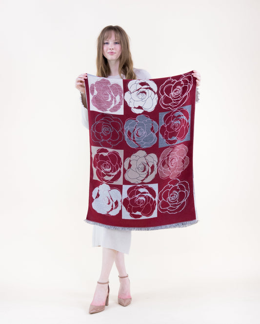 Tonal Rose Grid Scarf
