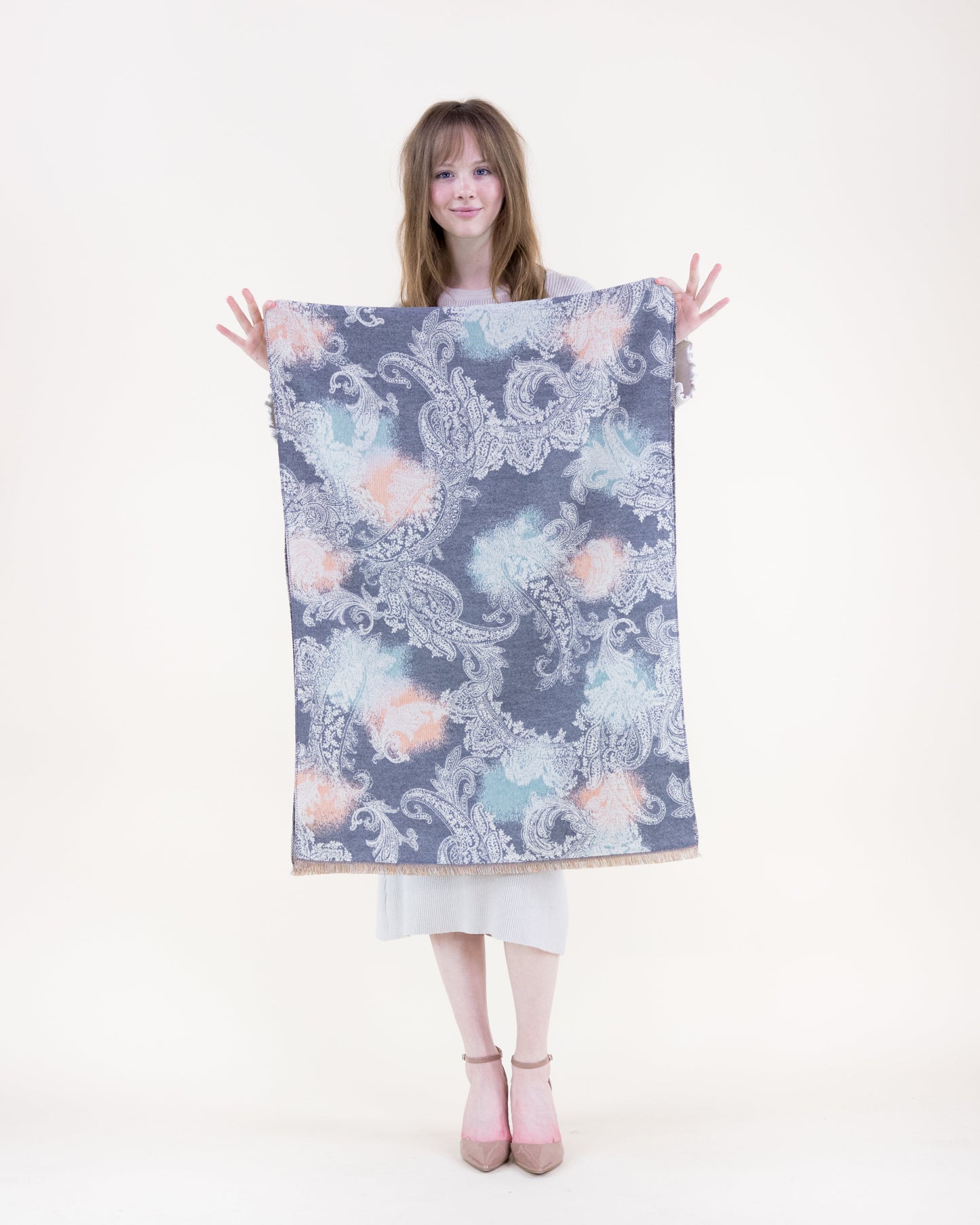 Baroque Paisley Over Watercolor Scarf