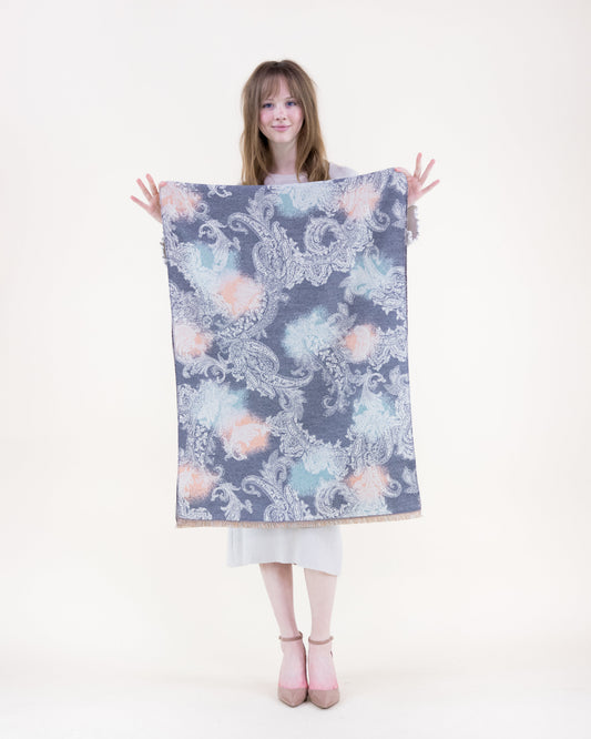 Baroque Paisley Over Watercolor Scarf