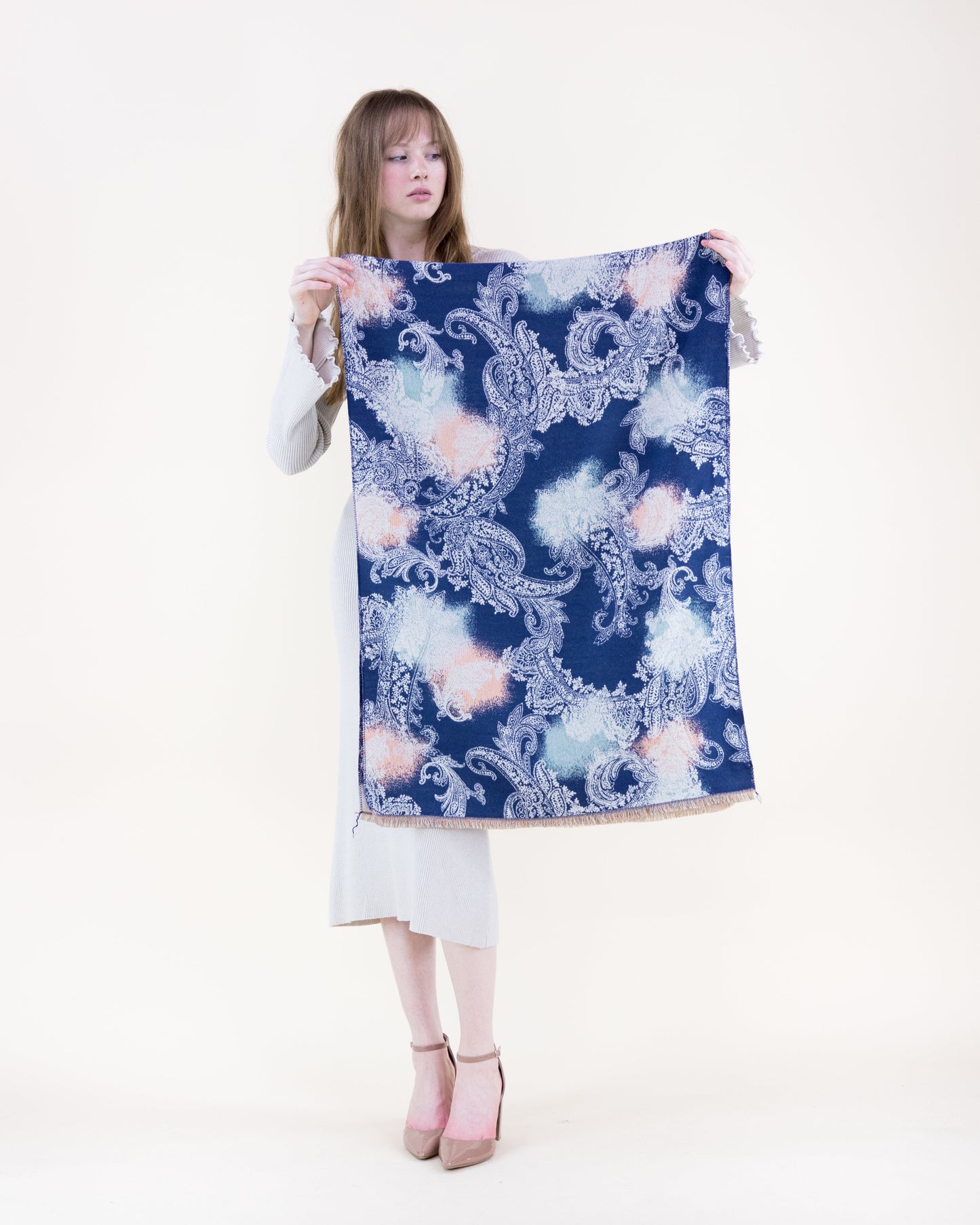 Baroque Paisley Over Watercolor Scarf