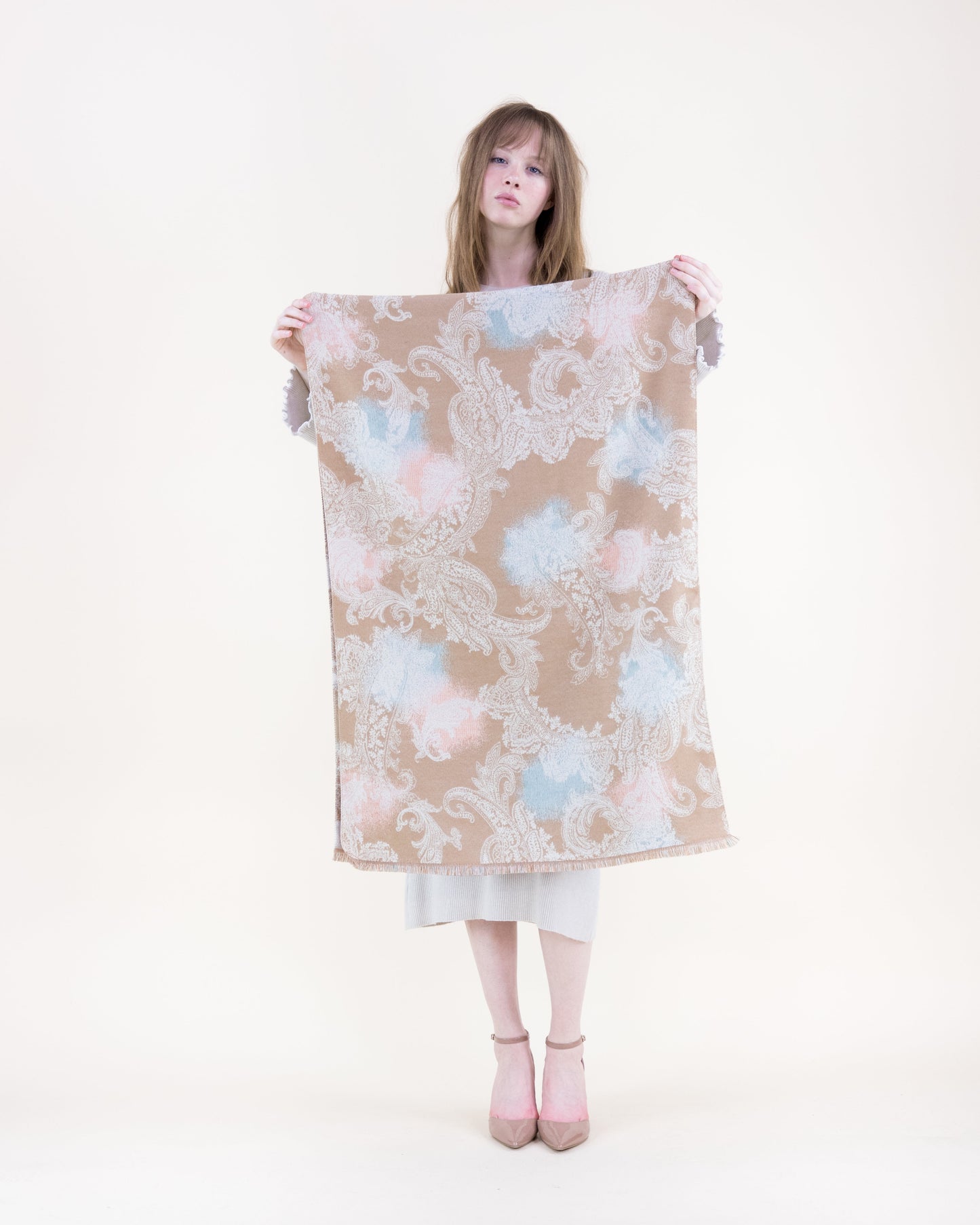 Baroque Paisley Over Watercolor Scarf